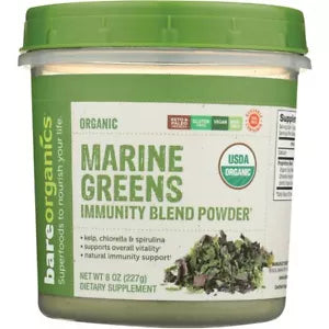 BareOrganics Organic Marine Greens Immunity Blend Powder 8 oz Pwdr