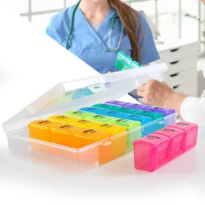 7 Day Pill Box Organizer Weekly Medicine Vitamins Storage Container Travel Case