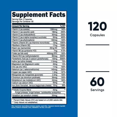 Nutricost Multivitamin With Probiotics &amp; Minerals - 120 Vegetarian Capsules